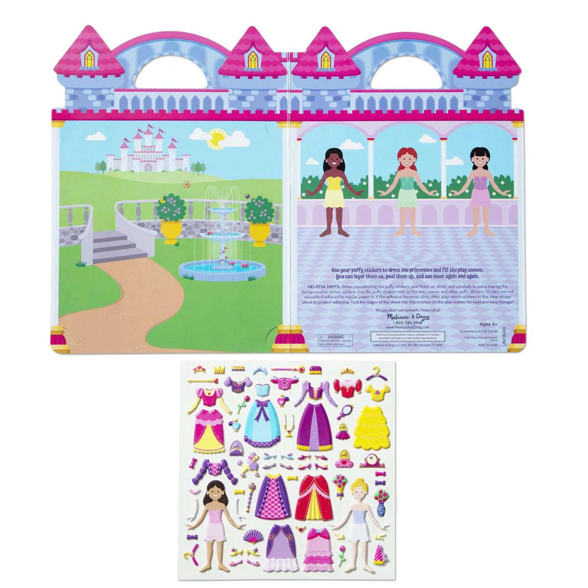Melissa & Doug Klistermærkesæt, Genanvendelige - Prinsesse