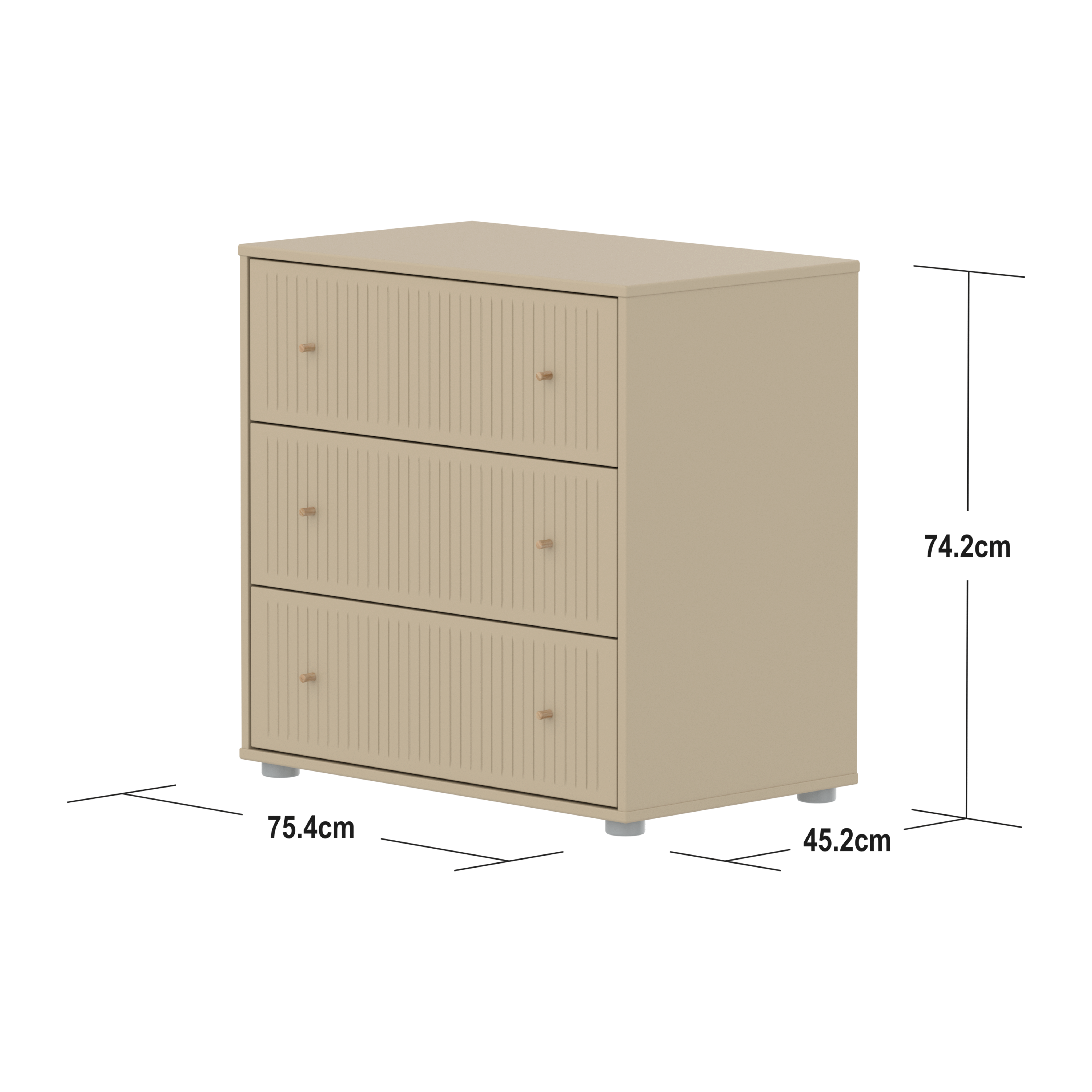 Flexa Saga Kommode 74x75,5x45 Oat riller/Egetræsgreb