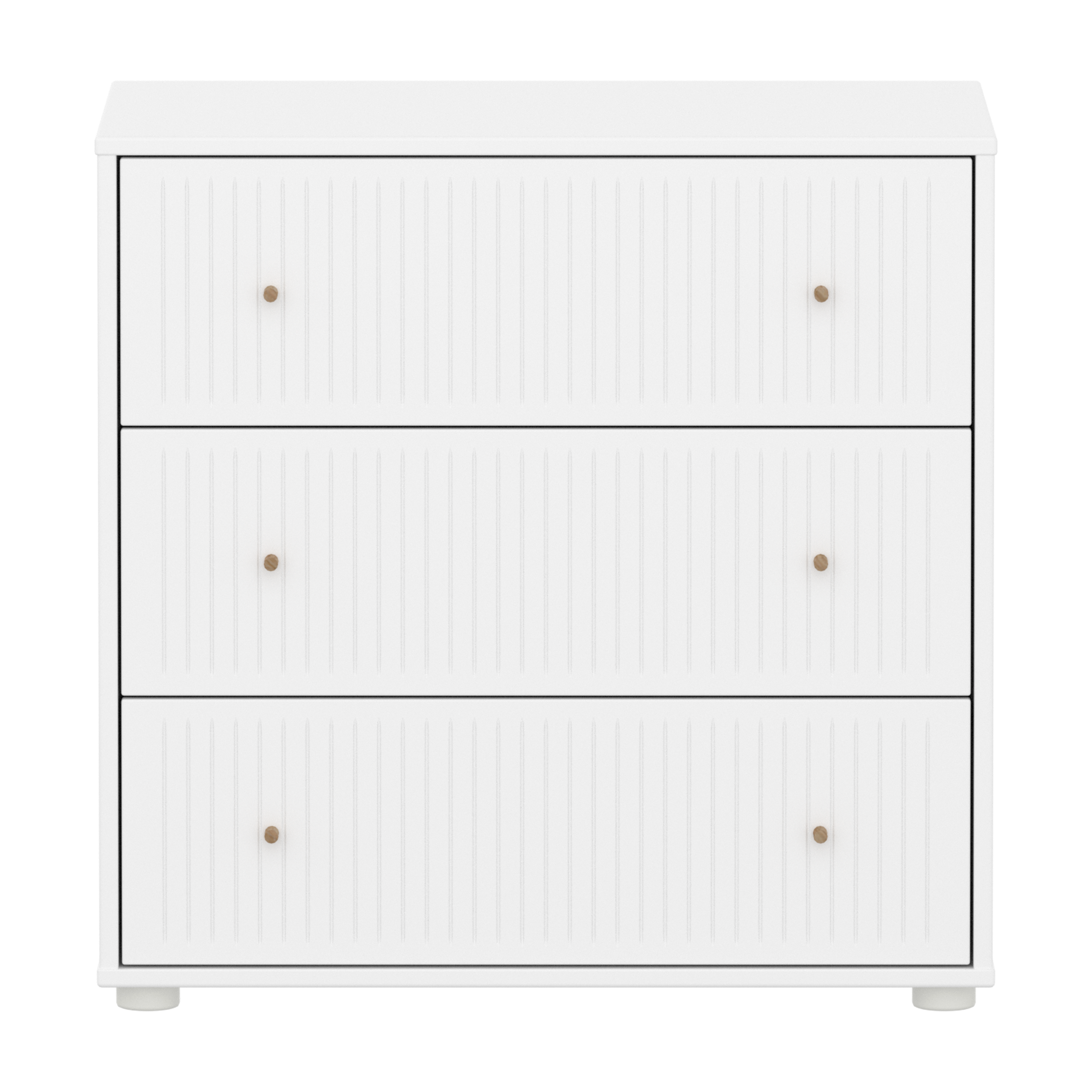 Flexa Saga Kommode74x75,5x45 Hvid riller/Egetræsgreb