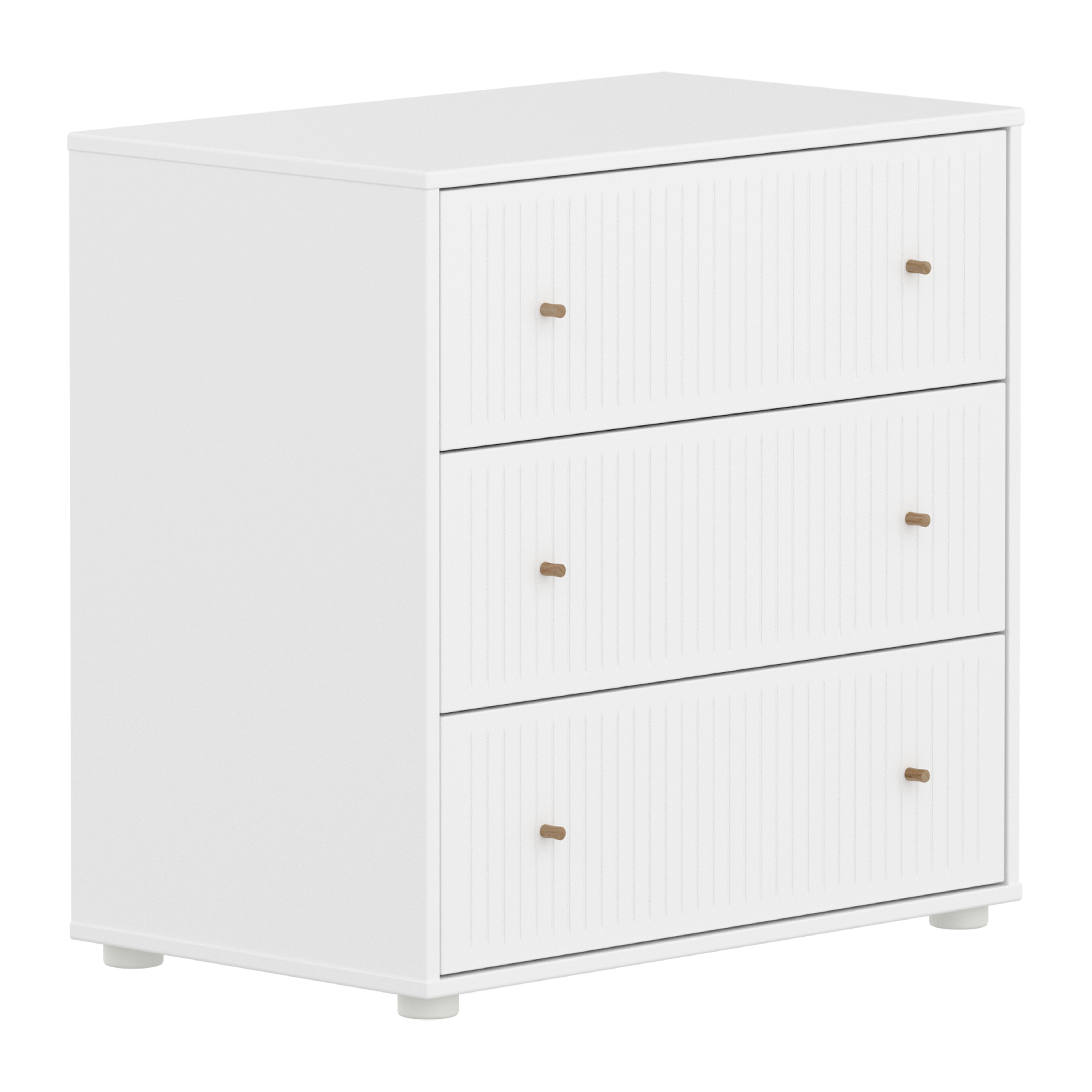 Flexa Saga Kommode74x75,5x45 Hvid riller/Egetræsgreb