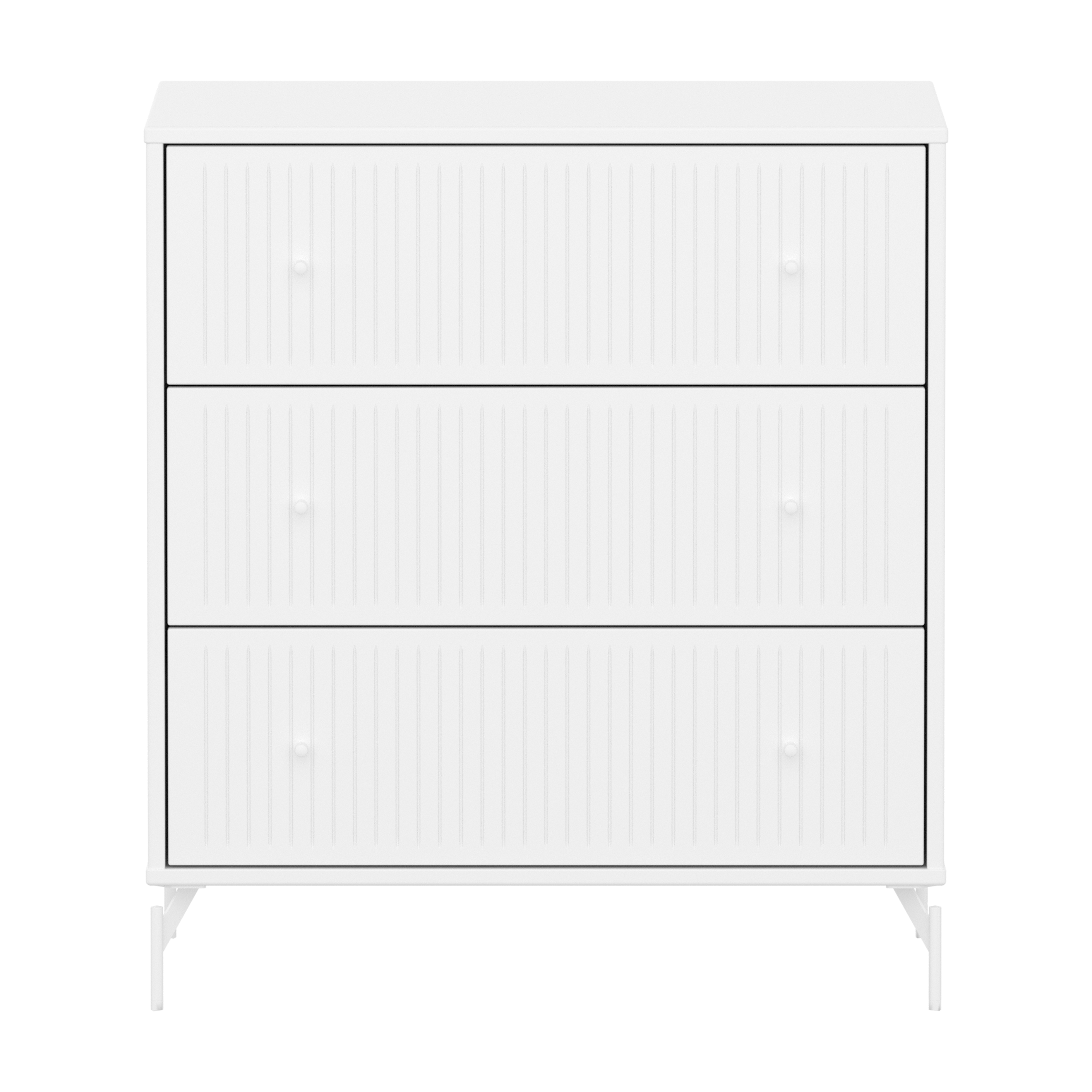 Flexa Saga Kommode 84x75,5x45 Hvid riller/Hvide ben og greb