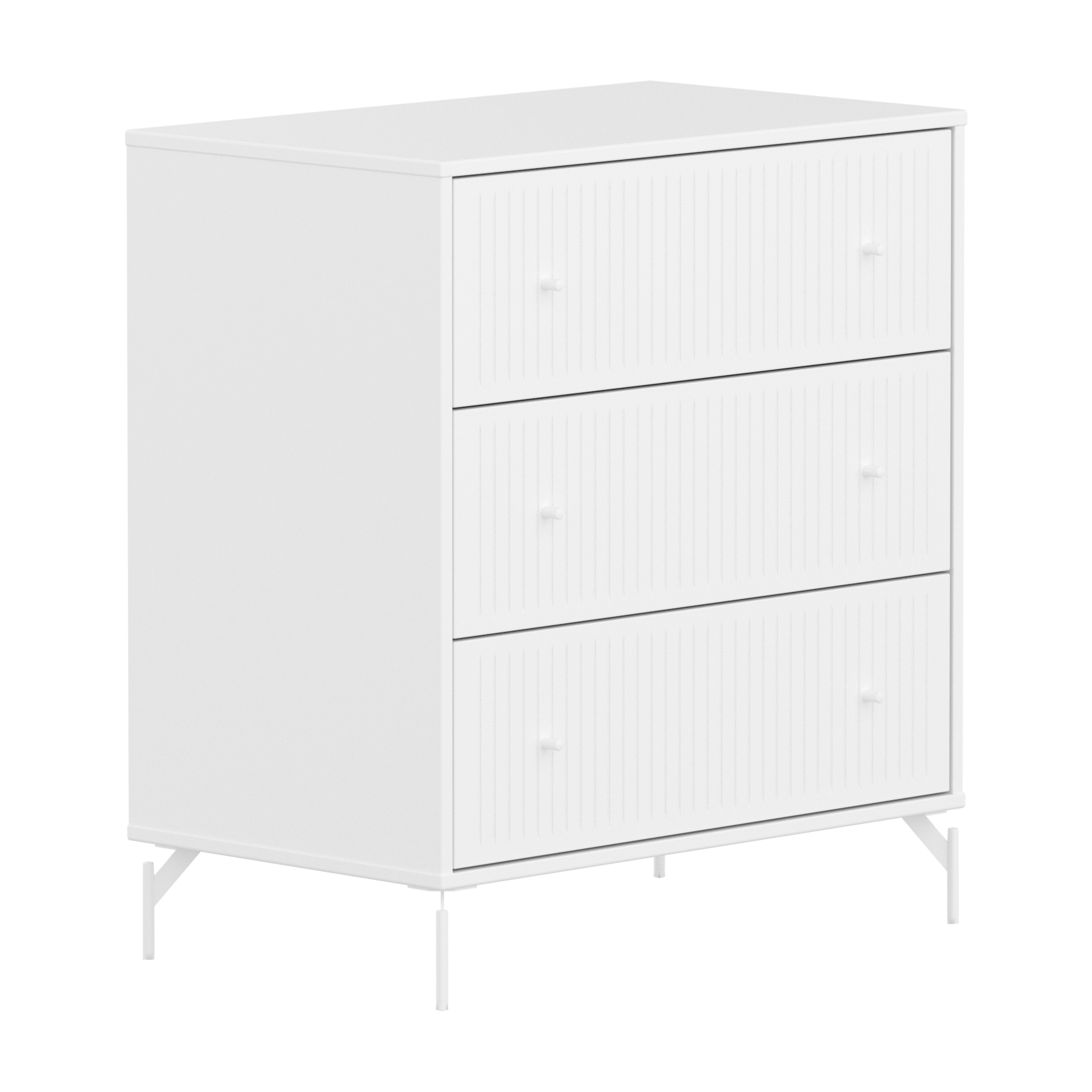 Flexa Saga Kommode 84x75,5x45 Hvid riller/Hvide ben og greb