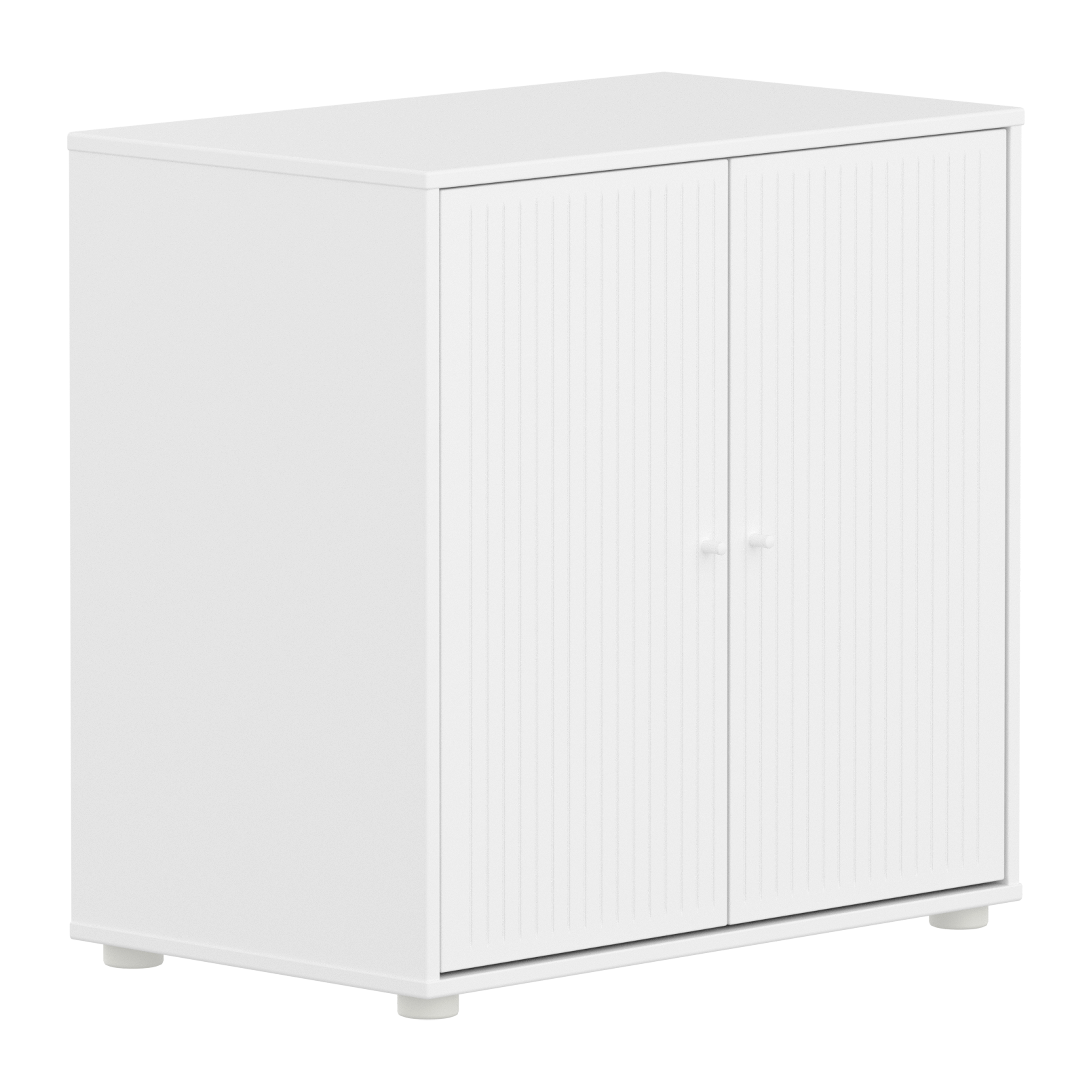 Flexa Saga Skab 74,20x75,5x45 Hvid riller/Hvid greb