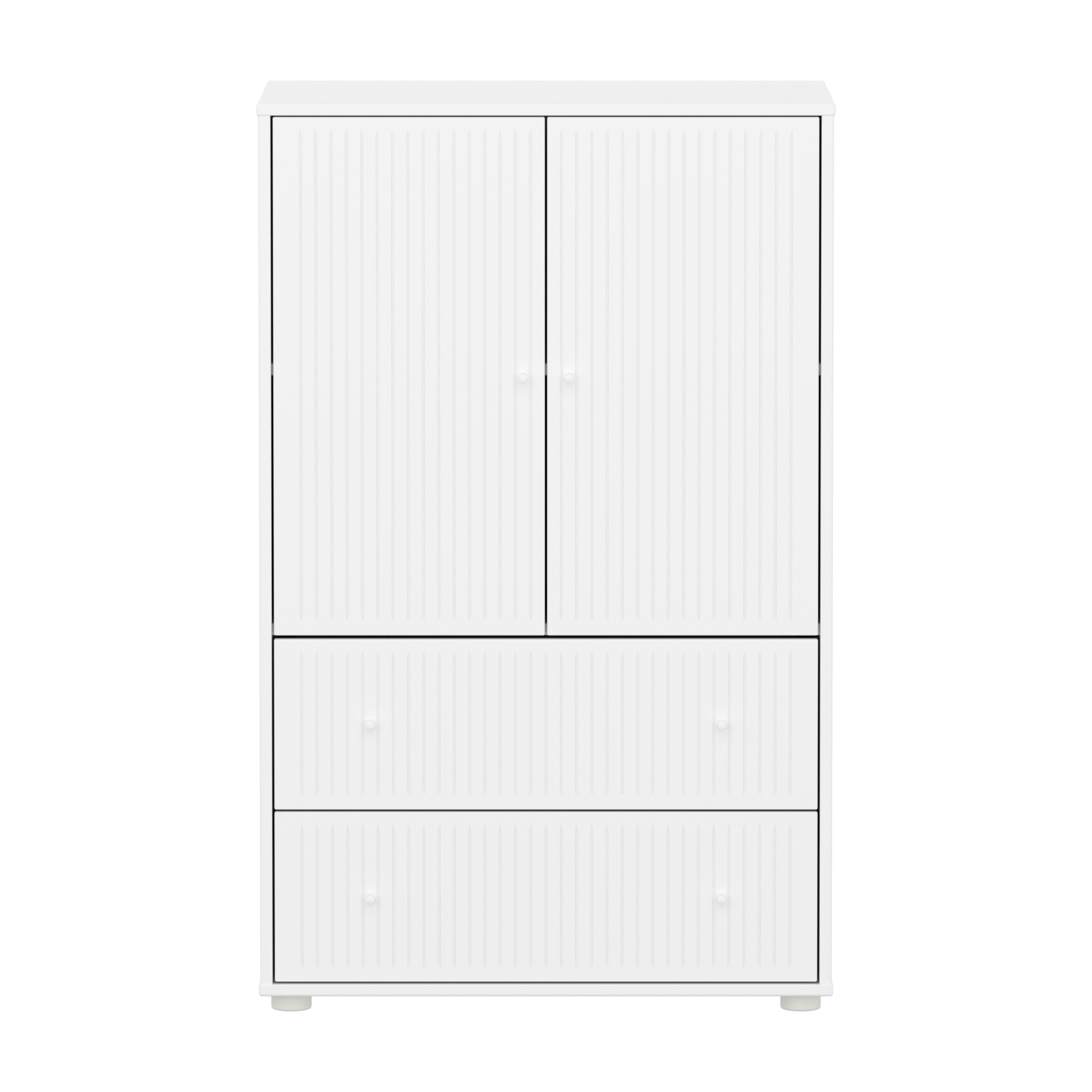 Flexa Saga Skab 120x75,5x45 Hvid riller/Hvid greb