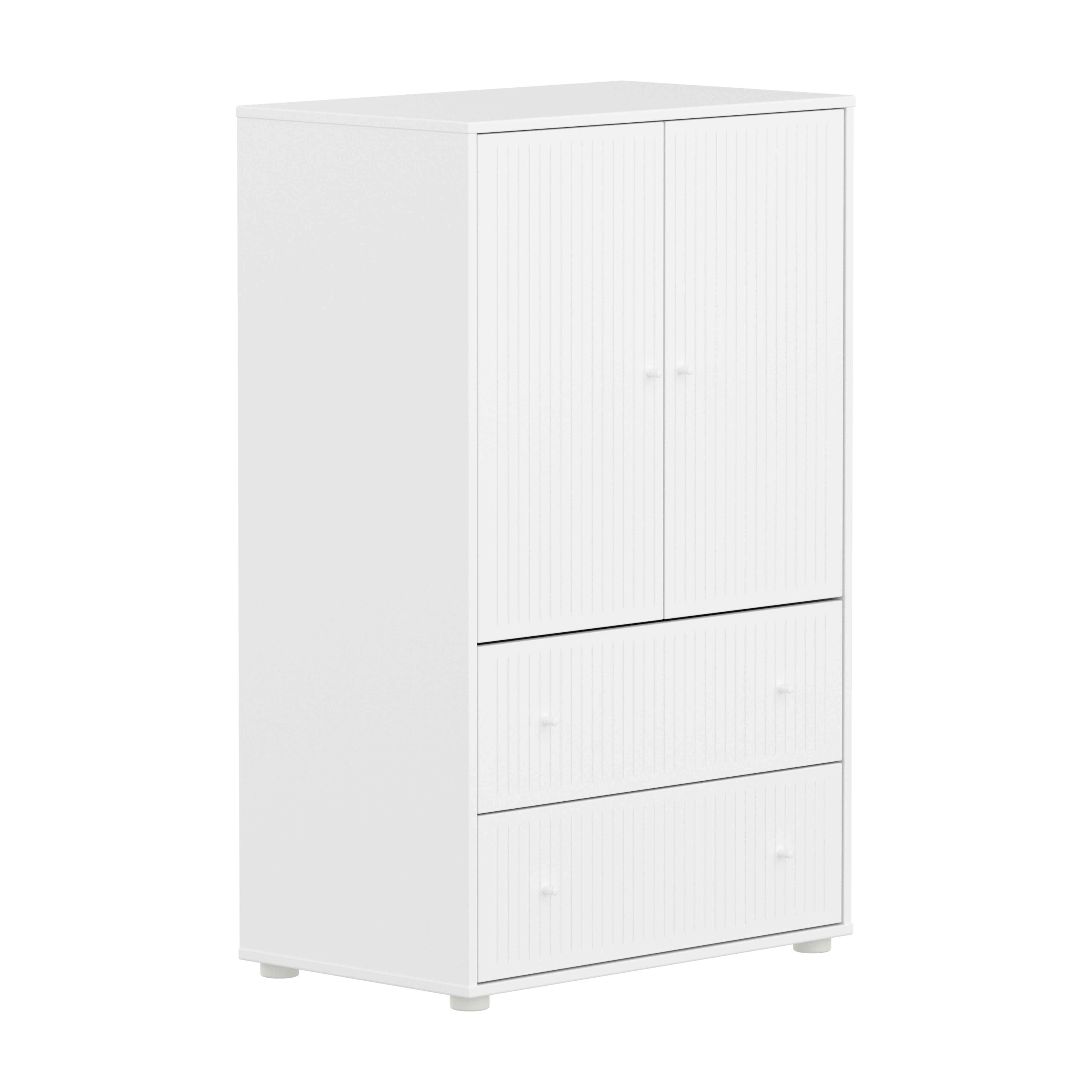 Flexa Saga Skab 120x75,5x45 Hvid riller/Hvid greb