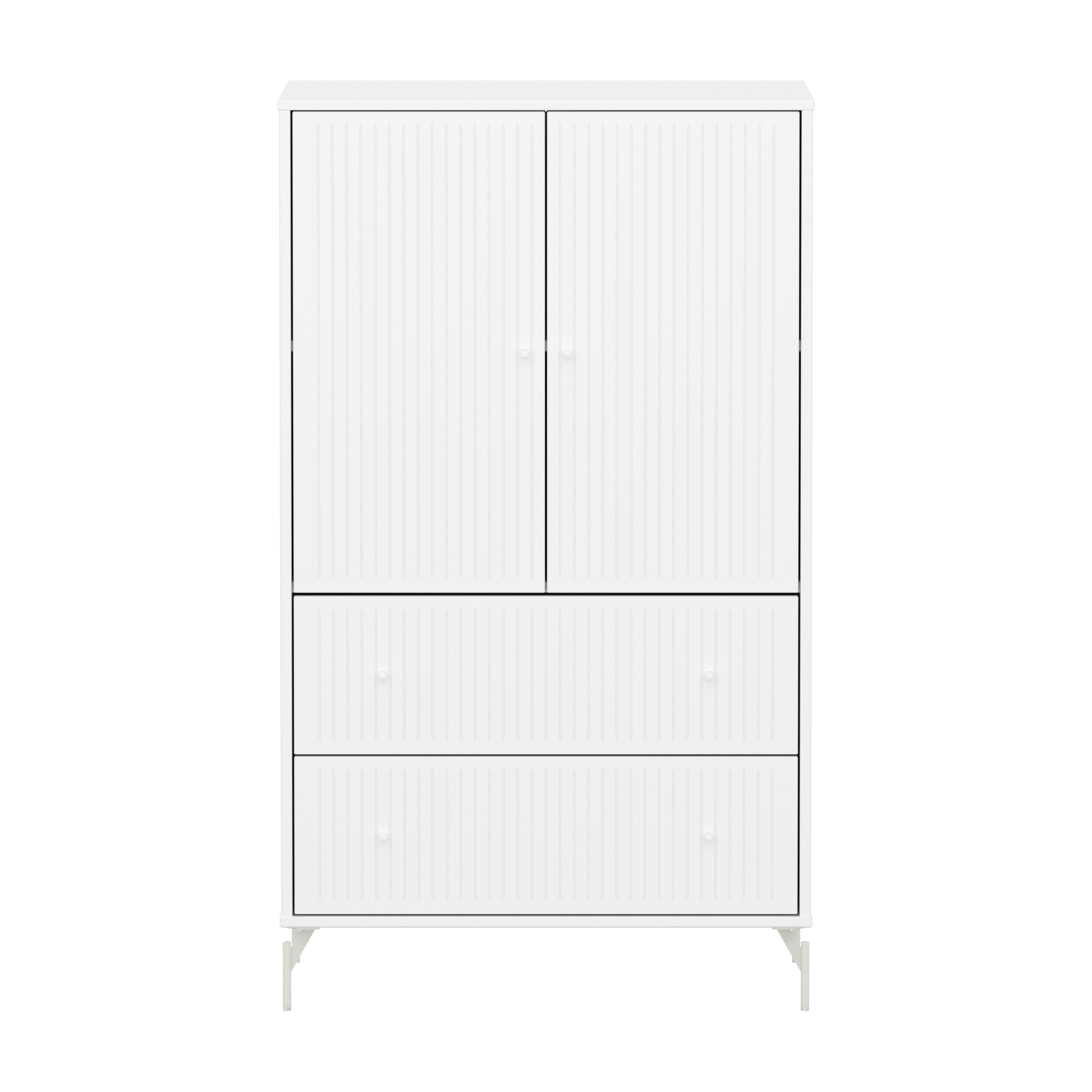 Flexa Saga Skab 129,5x75,5x45 Hvid riller/Hvide greb og  ben