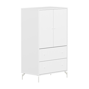 Flexa Saga Skab 129,5x75,5x45 Hvid riller/Hvide greb og  ben