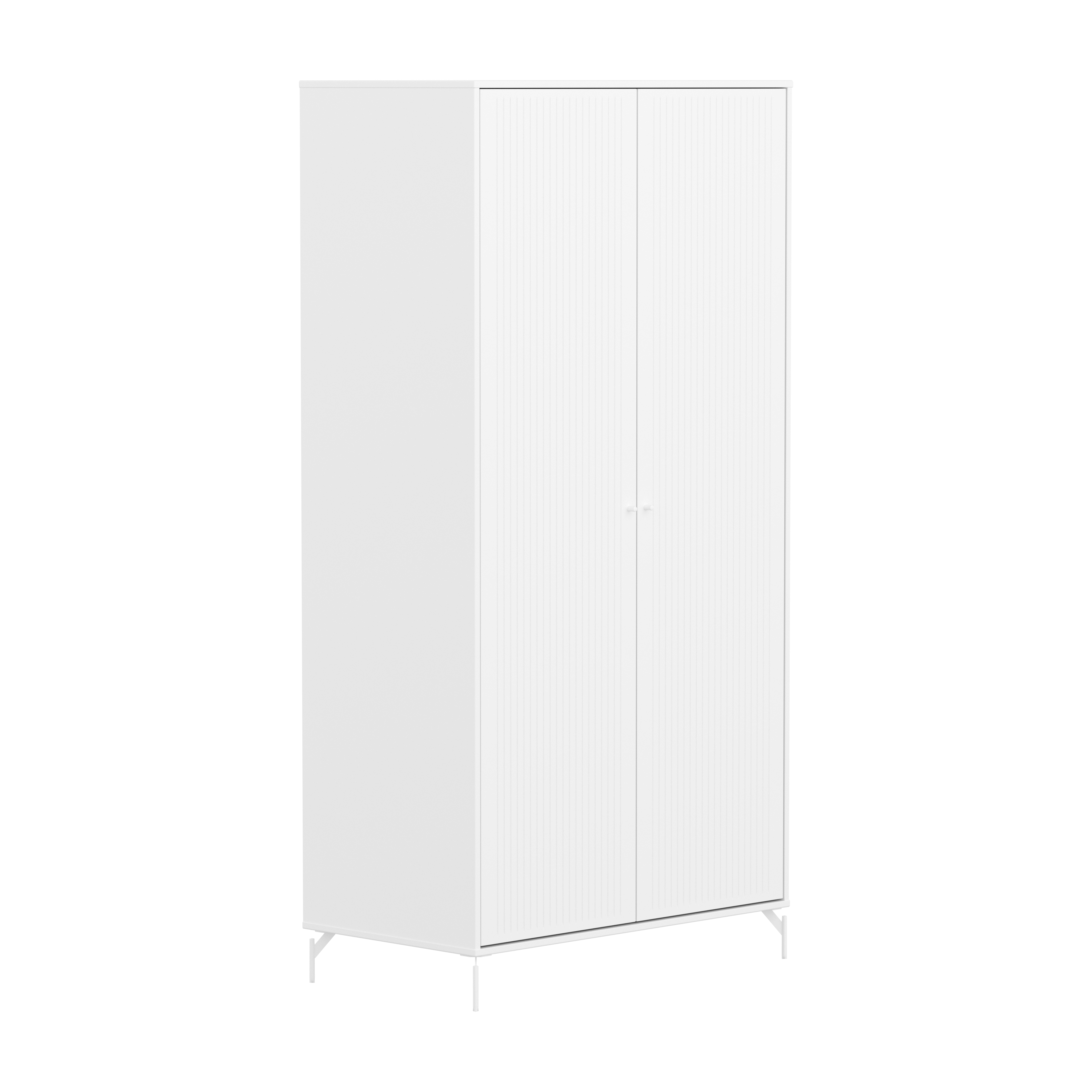 Flexa Saga Garderobeskab 200x100x55 Hvid riller/Hvide ben og greb