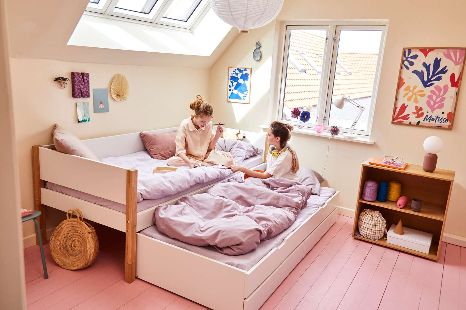 FLEXA WHITE/NOR Udtræksseng og to skuffer til enkeltseng  90x200 cm - Hvid