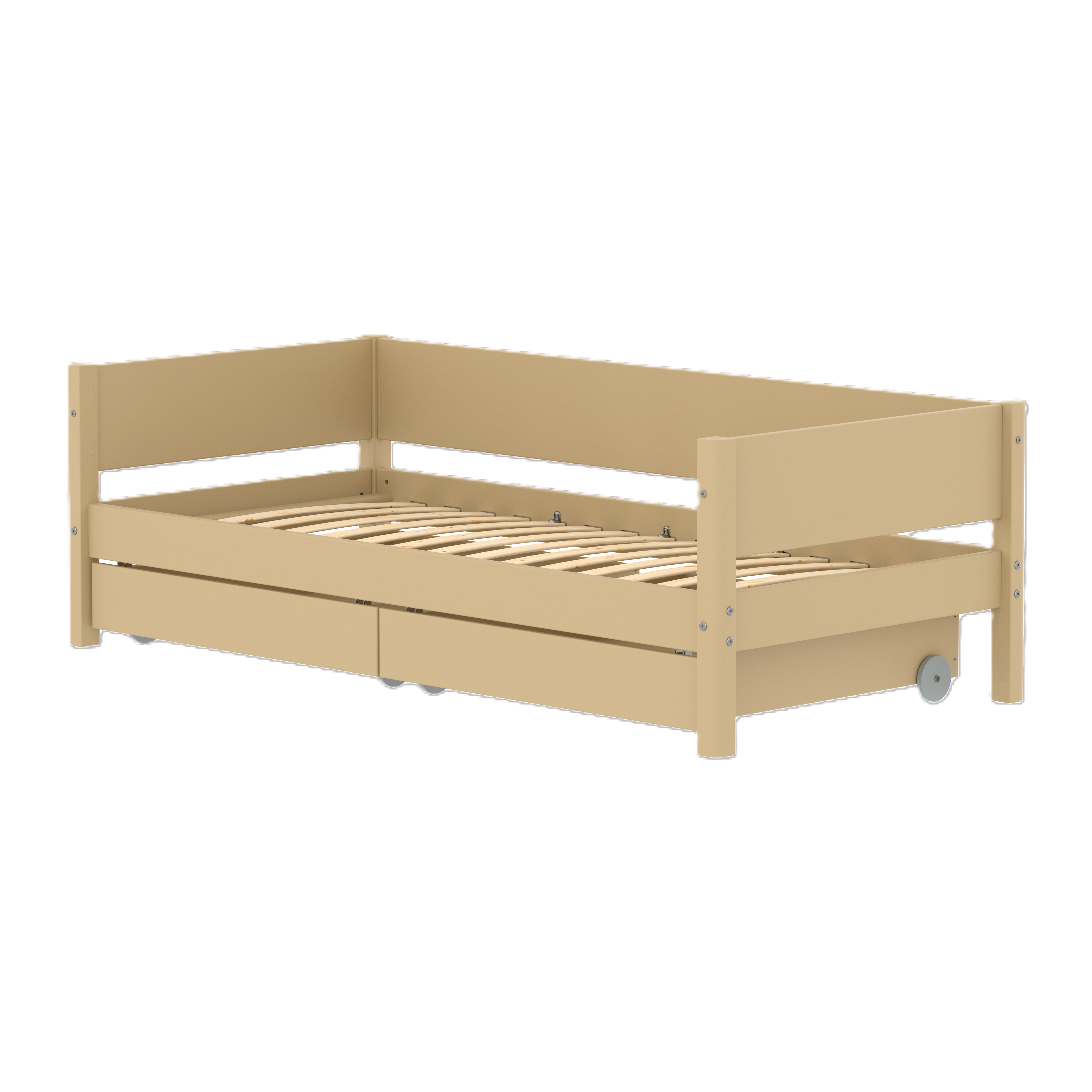 FLEXA WHITE Enkeltseng 90x200 cm m. baggavl incl. 2 udtræksskuffer - Sand