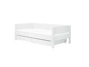 FLEXA WHITE Enkeltseng 90x200 cm m. baggavl incl. 2 udtræksskuffer - Hvid