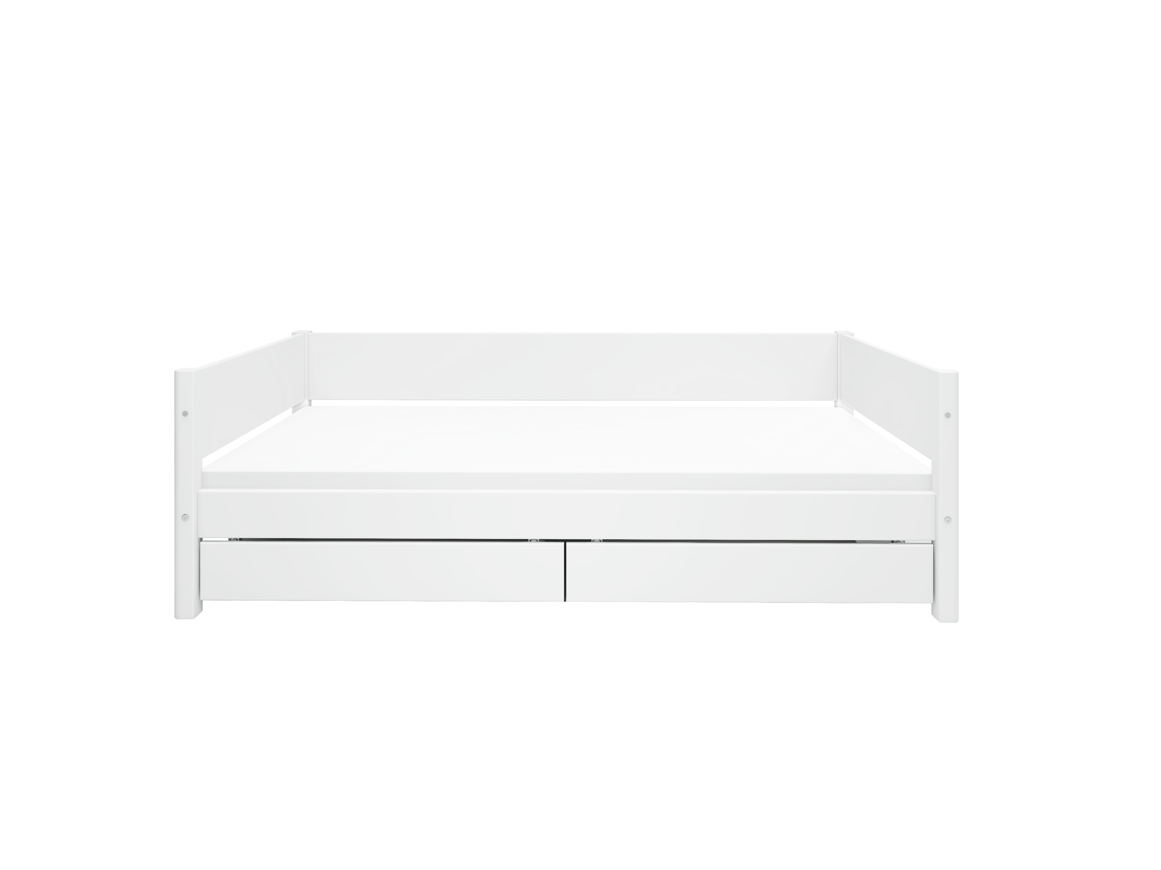 FLEXA WHITE Enkeltseng 90x200 cm m. baggavl incl. 2 udtræksskuffer - Hvid