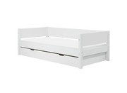 FLEXA WHITE Enkeltseng 90x200 cm m. baggavl incl. Udtræksseng - Hvid/eg