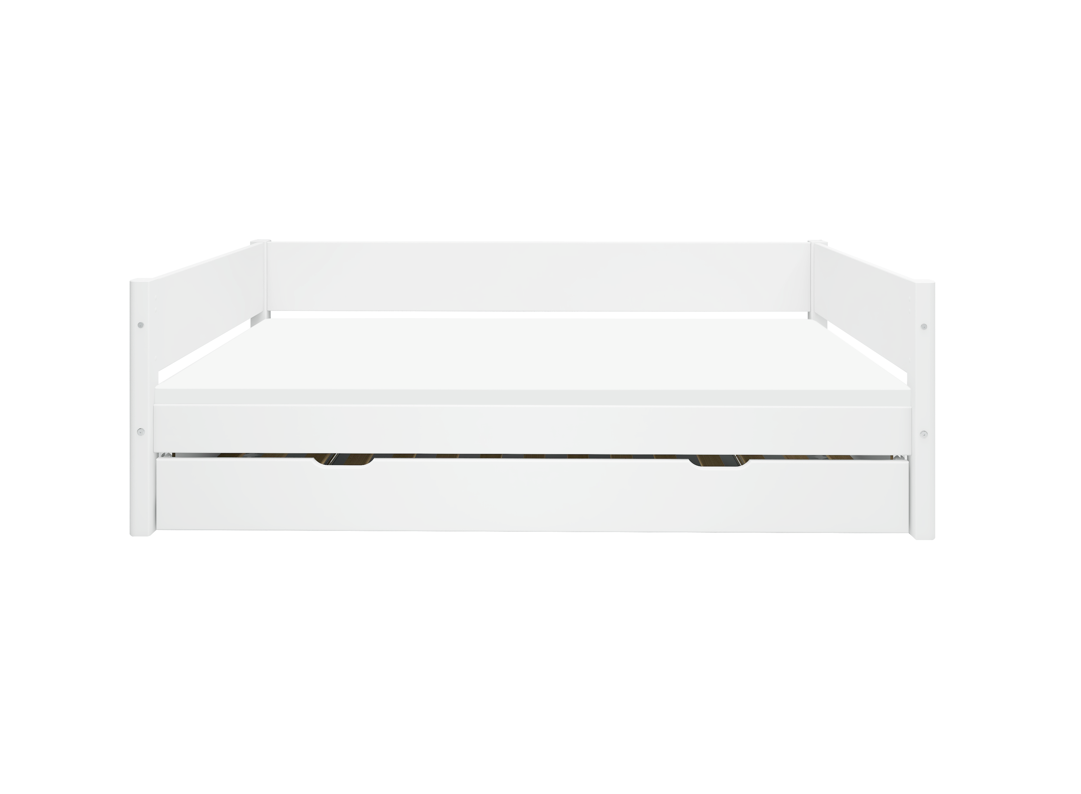 FLEXA WHITE Enkeltseng 90x200 cm m. baggavl incl. Udtræksseng - Hvid/eg