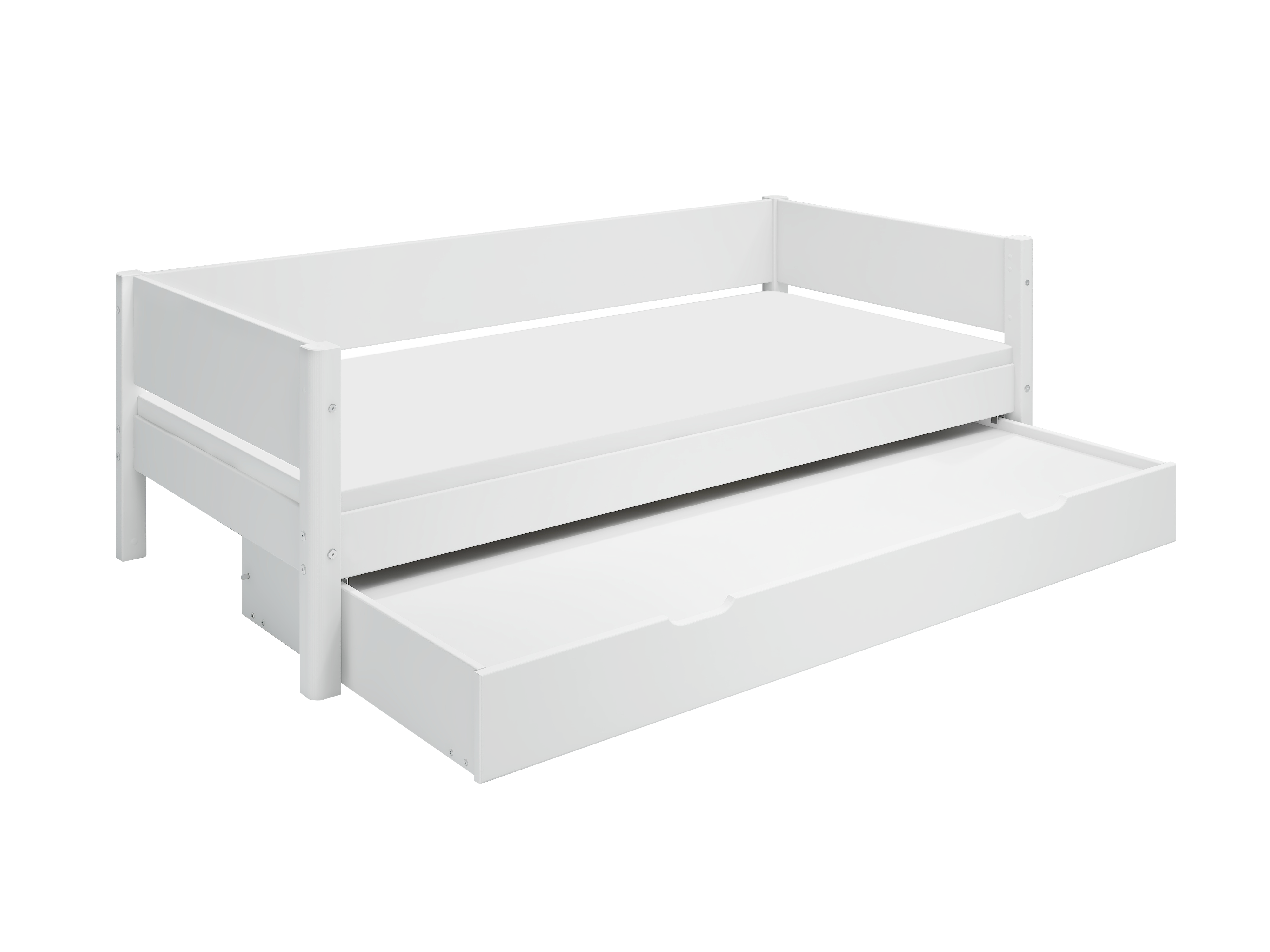 FLEXA WHITE Enkeltseng 90x200 cm m. baggavl incl. Udtræksseng - Hvid/eg