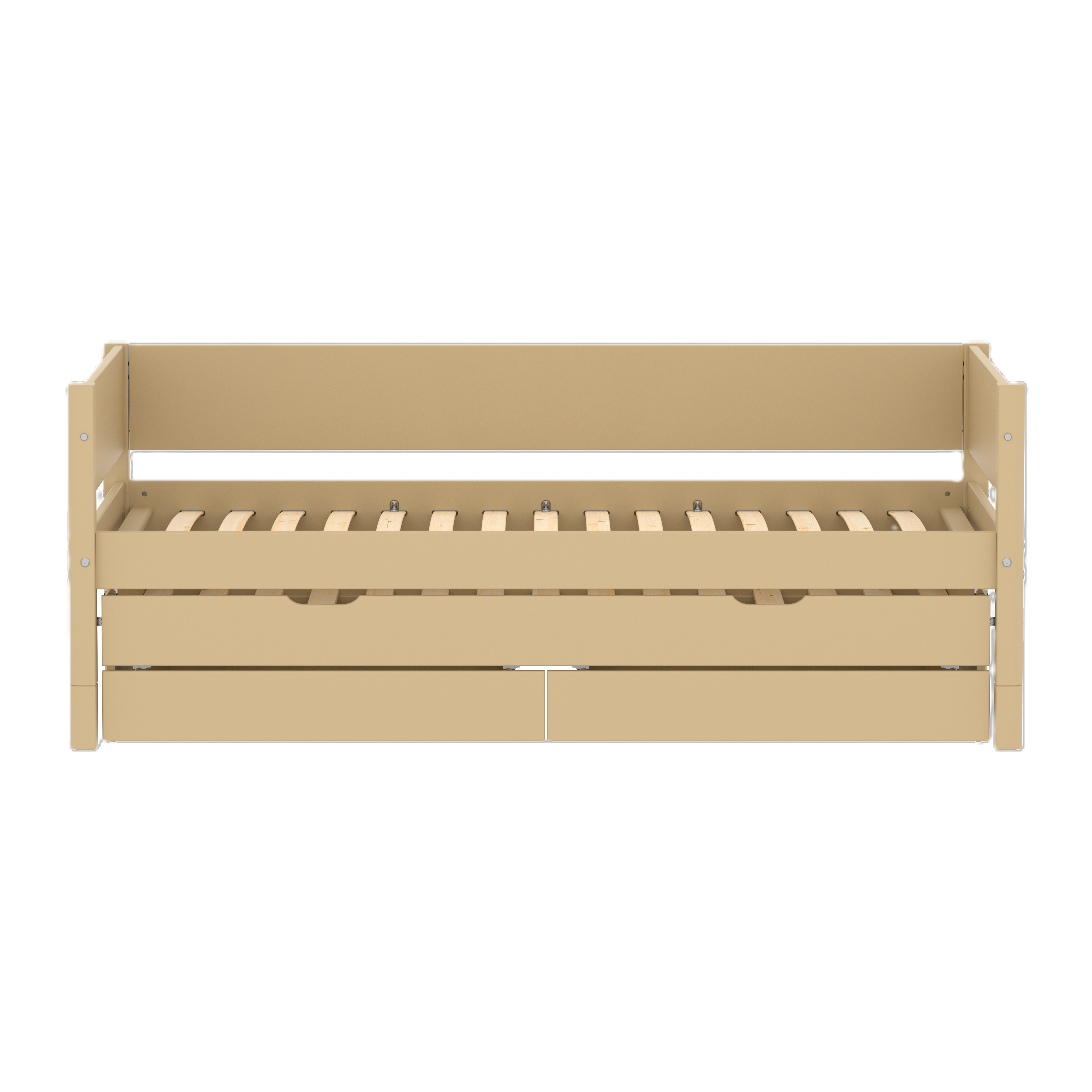 FLEXA WHITE Enkeltseng 90x200 cm m. baggavl incl. 2 skuffer og udtræksseng - Sand