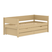 FLEXA WHITE Enkeltseng 90x200 cm m. baggavl incl. 2 skuffer og udtræksseng - Sand