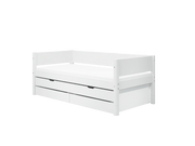 FLEXA WHITE Enkeltseng 90x200 cm m. baggavl incl. 2 skuffer og udtræksseng - Hvid