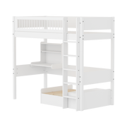 FLEXA WHITE Casa Højseng med crossbar sengehest, stige, click on skrivebord og gæsteseng 90x200 cm - Hvid/eg