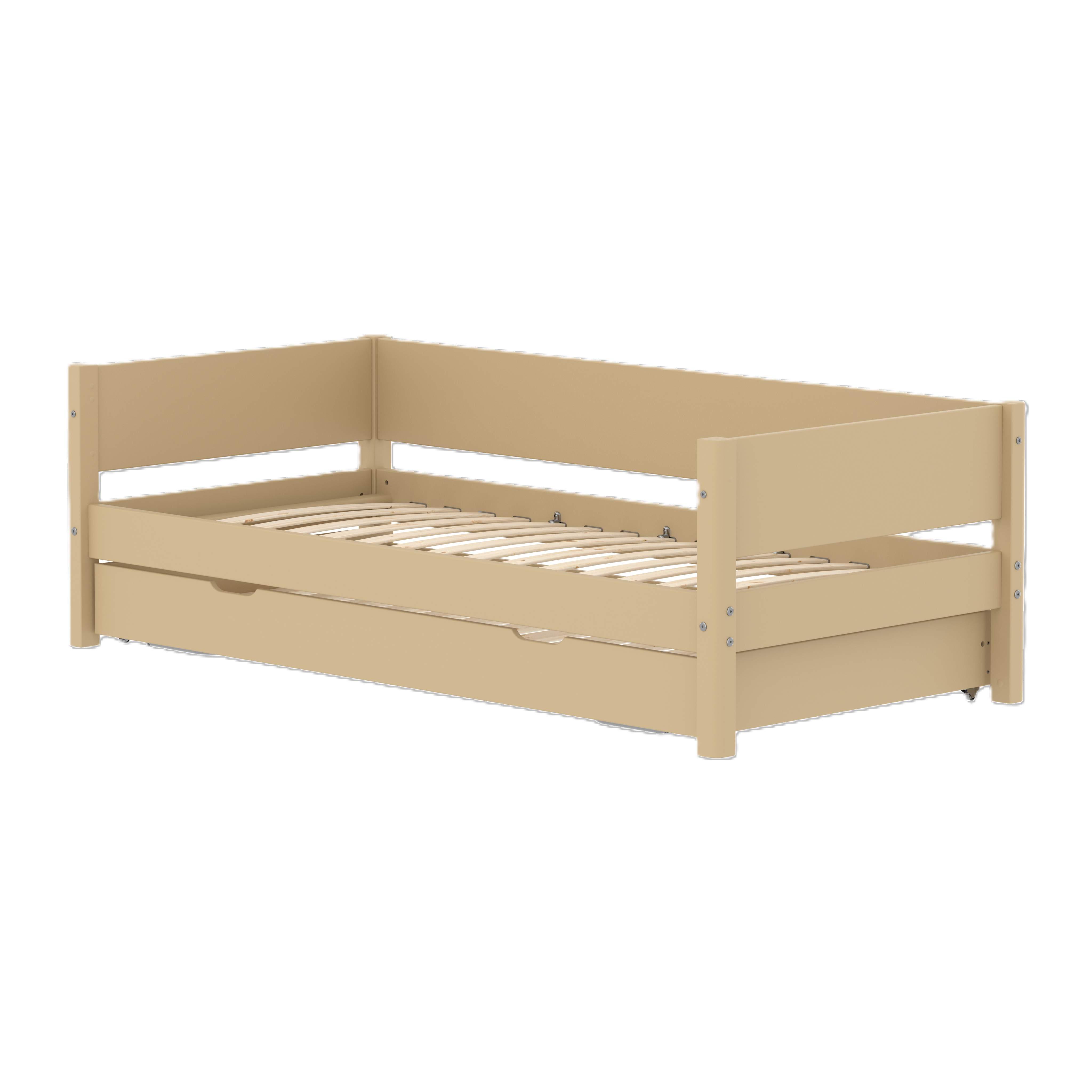 FLEXA WHITE Enkeltseng 90x200 cm m. baggavl incl. Udtræksseng - Sand/eg
