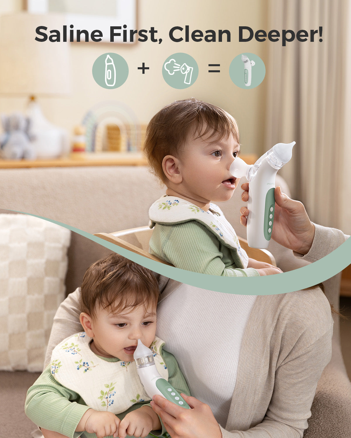 Momcozy BreezyClear™ 2-i-1 elektrisk næsesuger med spray og sug