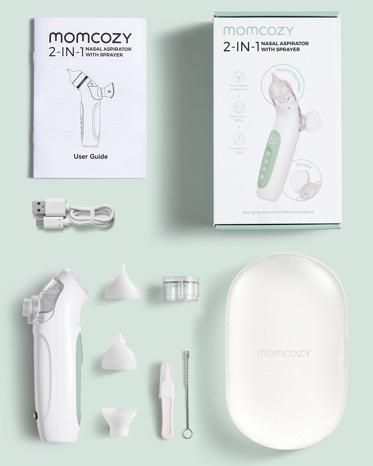 Momcozy BreezyClear™ 2-i-1 elektrisk næsesuger med spray og sug