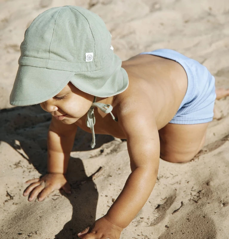 Sun Hat (reversible) - Olive Green/Sandy Beach (6-12m)