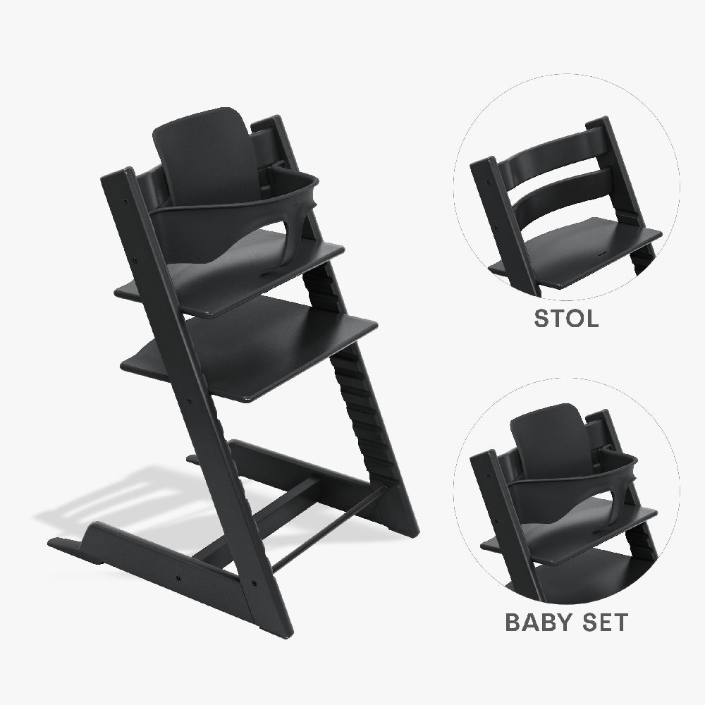 Stokke Tripp Trapp Bundle - Højstol og Babyset - Sort