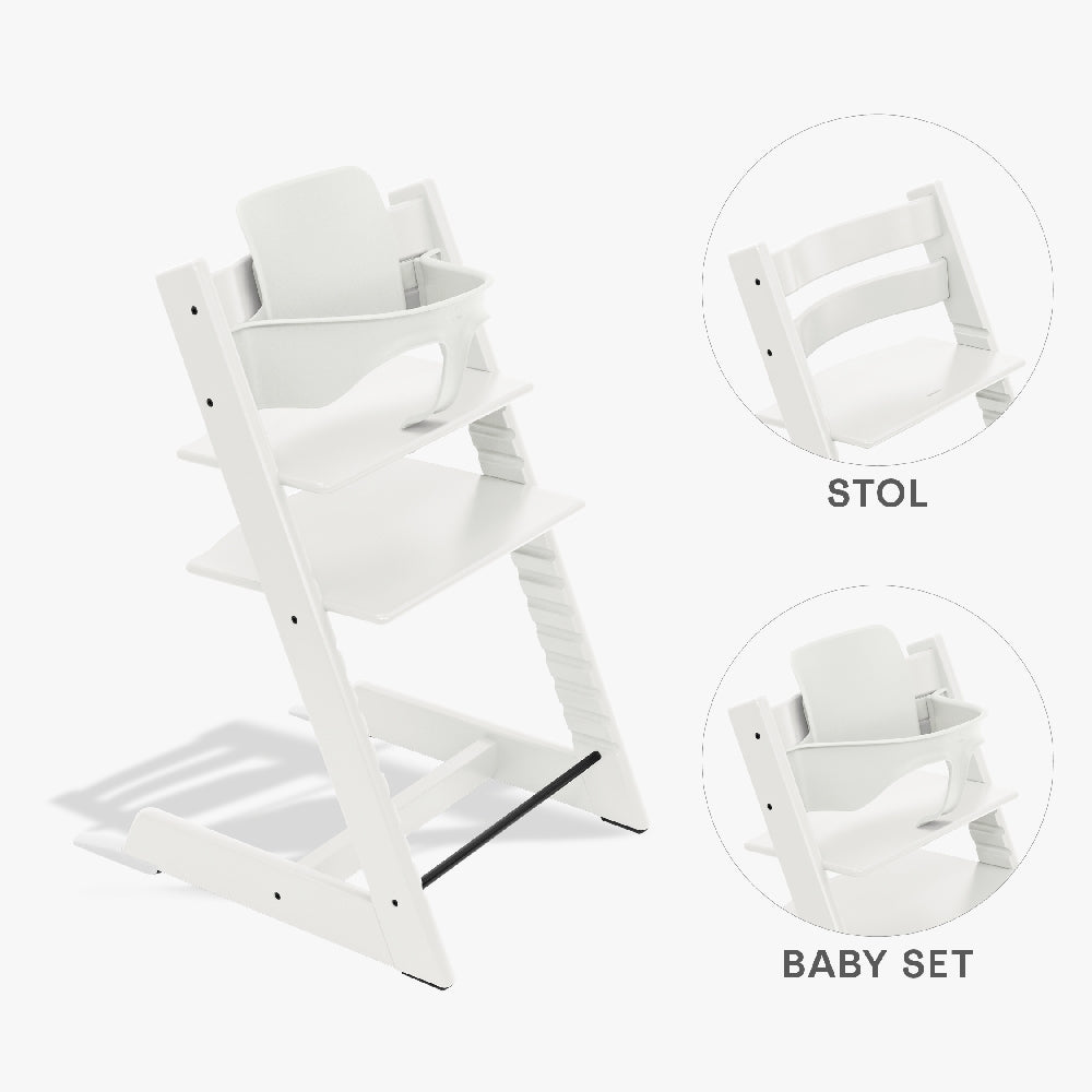 Stokke Tripp Trapp Bundle - Højstol og Babyset - Hvid