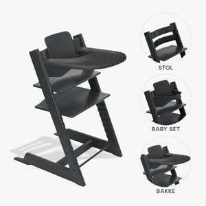 Stokke Tripp Trapp Bundle - Højstol, Babyset og Tray - Sort