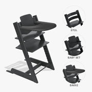 Stokke Tripp Trapp Bundle - Højstol, Babyset og Tray - Sort