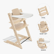 Stokke Tripp Trapp Bundle - Højstol, Babyset og Tray - Natur