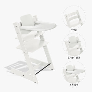 Stokke Tripp Trapp Bundle - Højstol, Babyset og Tray - Hvid