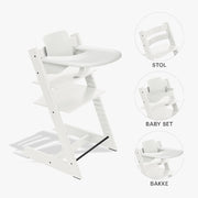 Stokke Tripp Trapp Bundle - Højstol, Babyset og Tray - Hvid