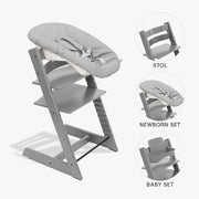 Stokke Tripp Trapp Bundle - Højstol, Babyset og Newborn - Storm Grey