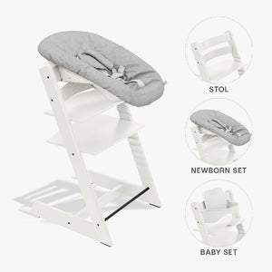 Stokke Tripp Trapp Bundle - Højstol, Babyset og Newborn - Hvid
