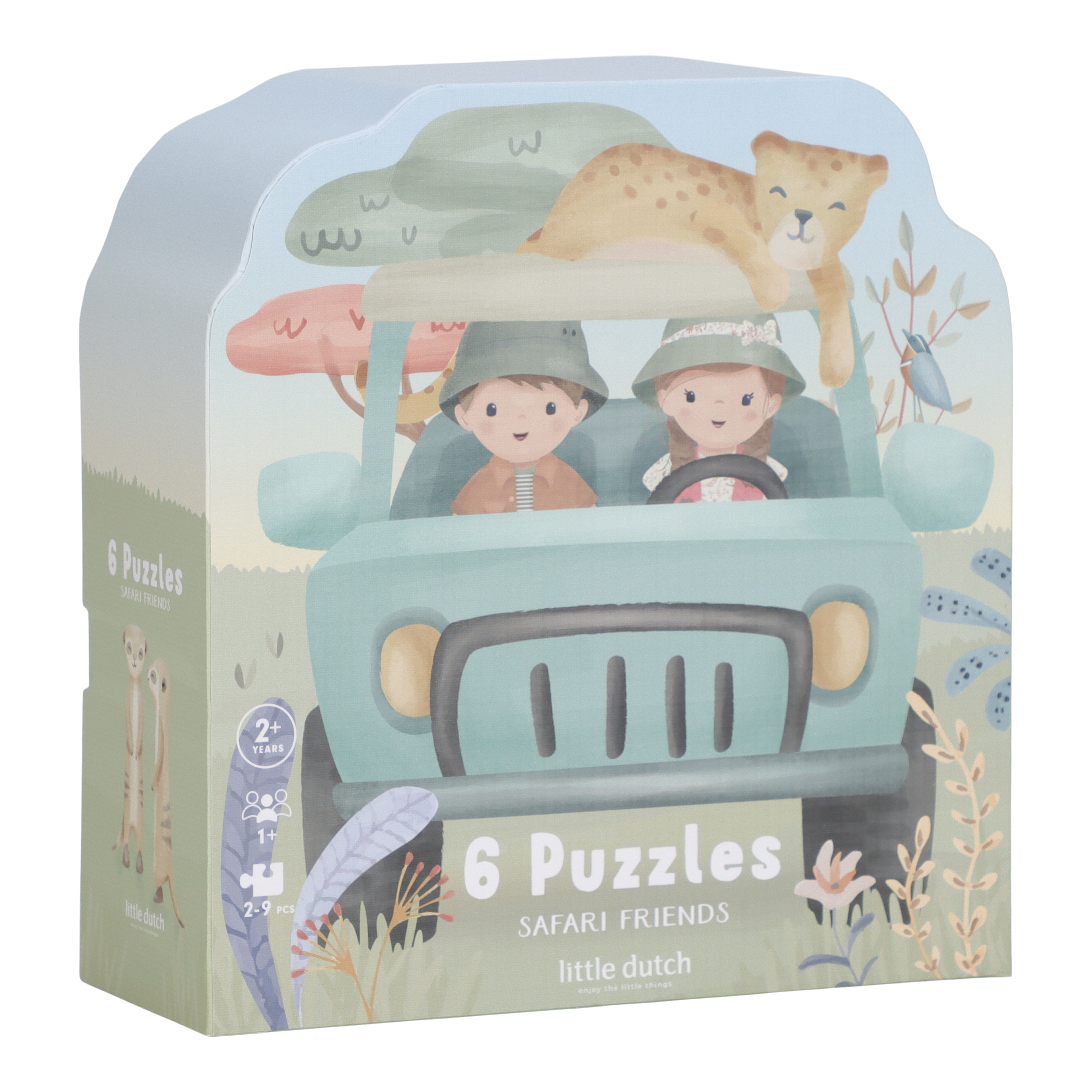 Little Dutch - 6-i-1 puslespil - Safari Friends