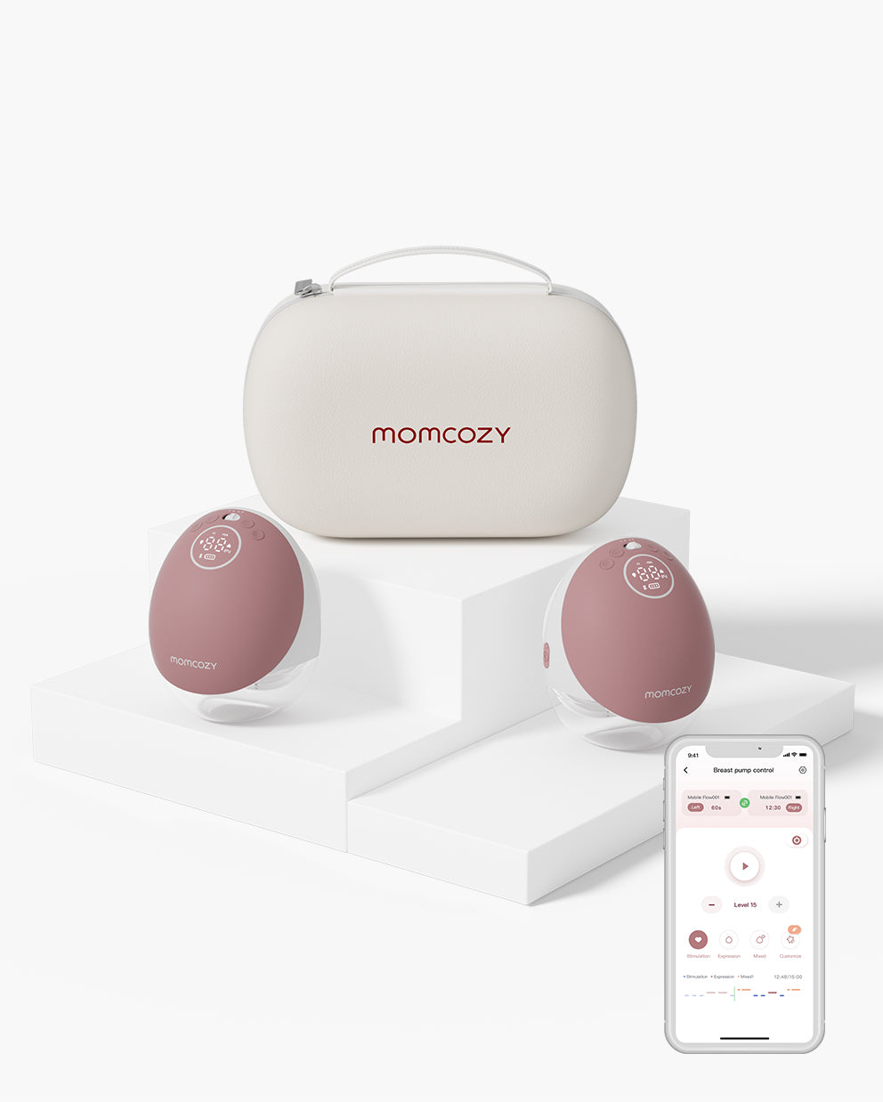 Momcozy M9 dobbelt bærbar brystpumpe – rød