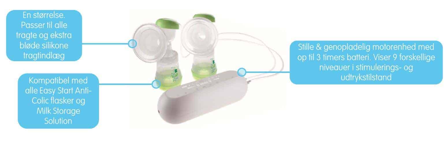 MAM 2-i-1 dobbelt elektrisk og manuel brystpumpe