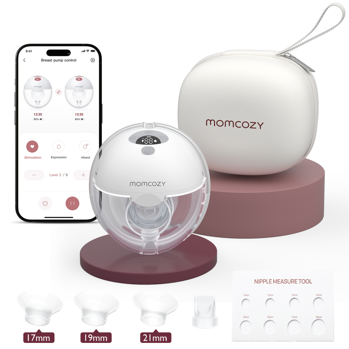 Momcozy M5 Smart Dobbelt Bærbar Brystpumpe - Grå