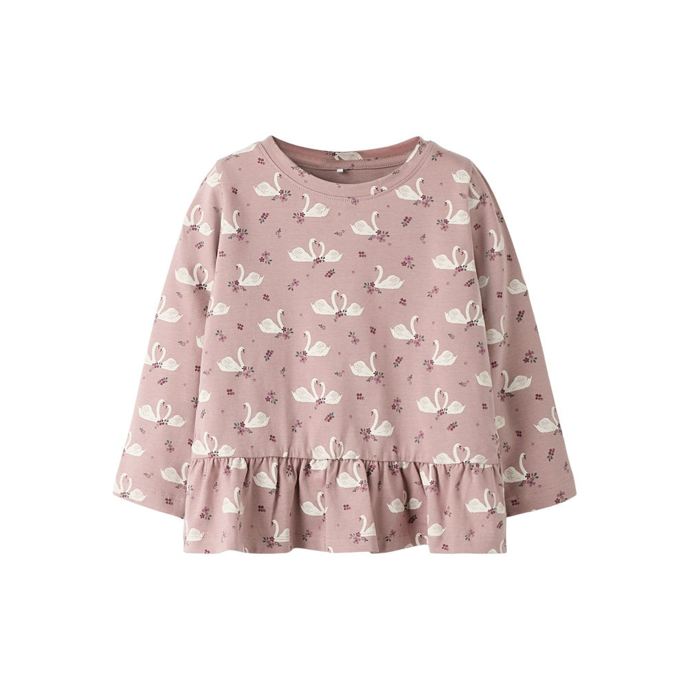 Name It Langærmet top med svane print, str. 92-116