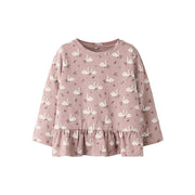 Name It Langærmet top med svane print, str. 92-116