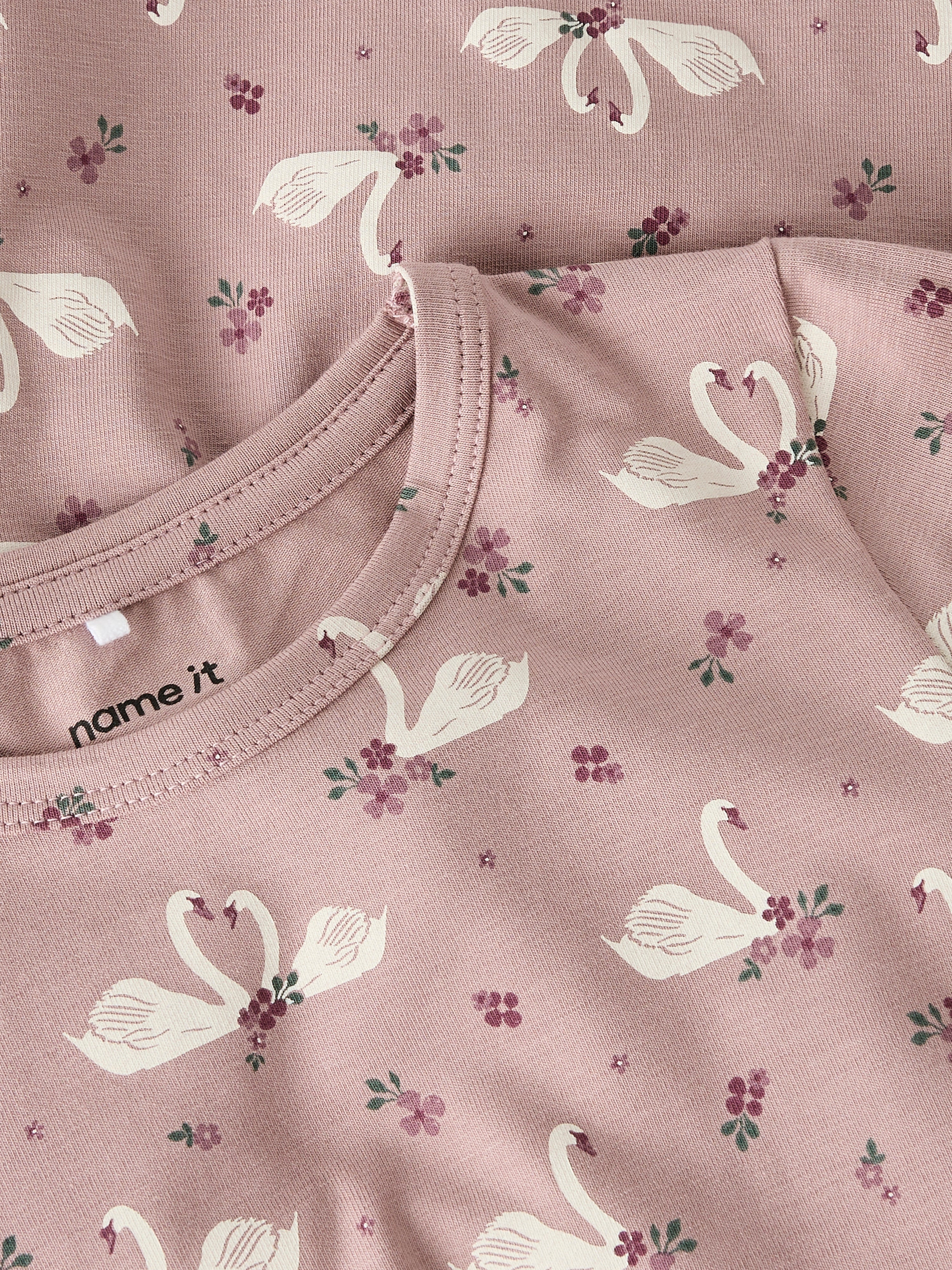 Name It Langærmet kjole med svane print, str. 92-116