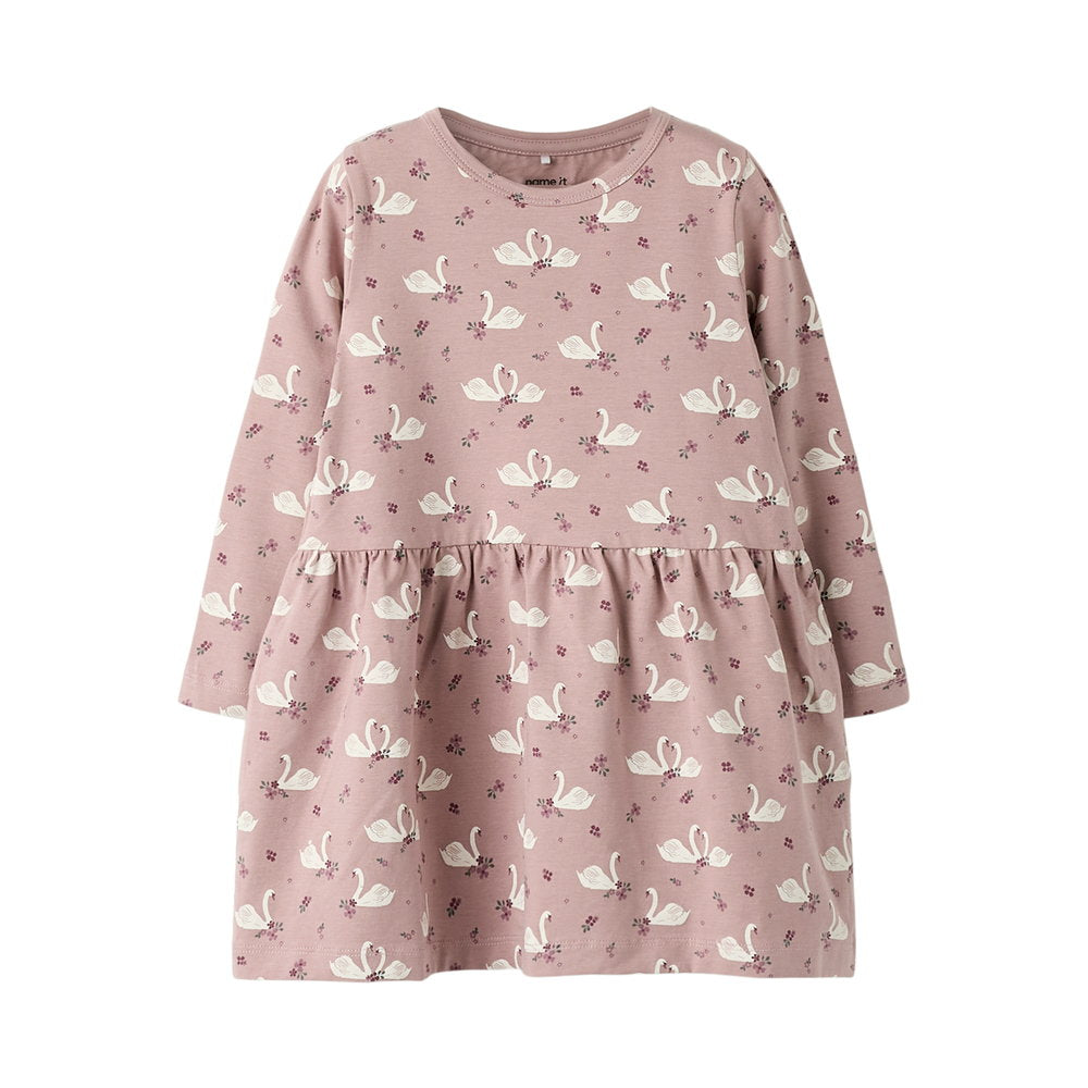 Name It Langærmet kjole med svane print, str. 92-116