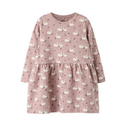 Name It Langærmet kjole med svane print, str. 92-116