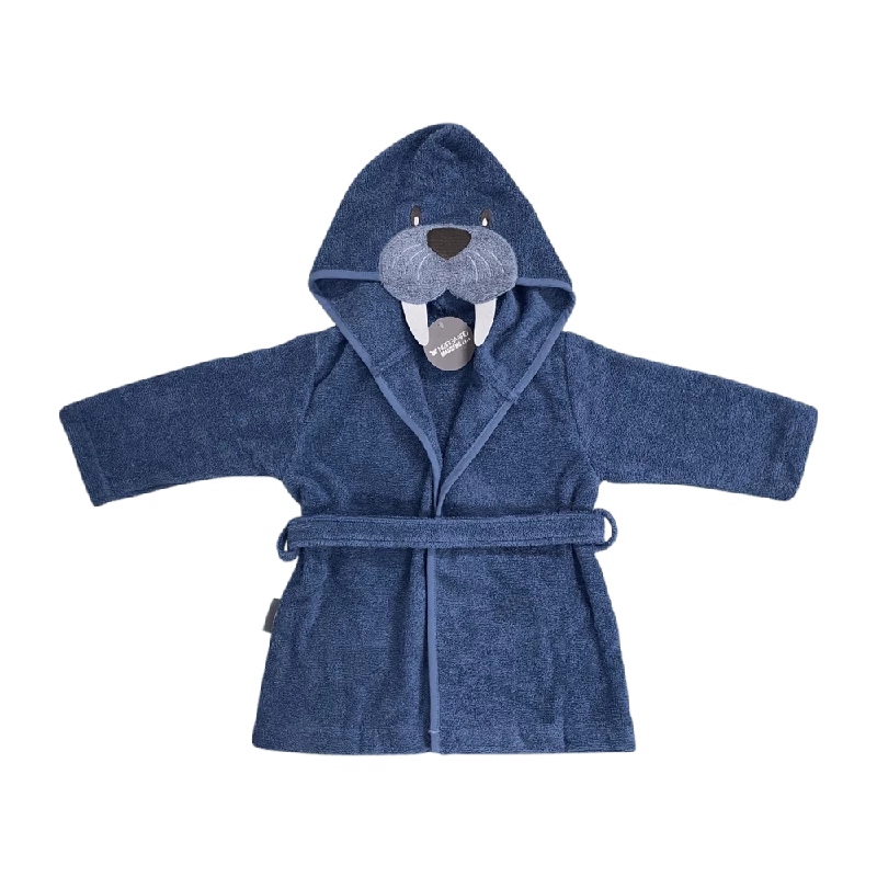 NM Badekåbe mellem blå m/ hvalros på hætten str. 2 år