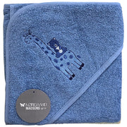 NM badeslag mellemblå m/ giraf 75x75 cm.