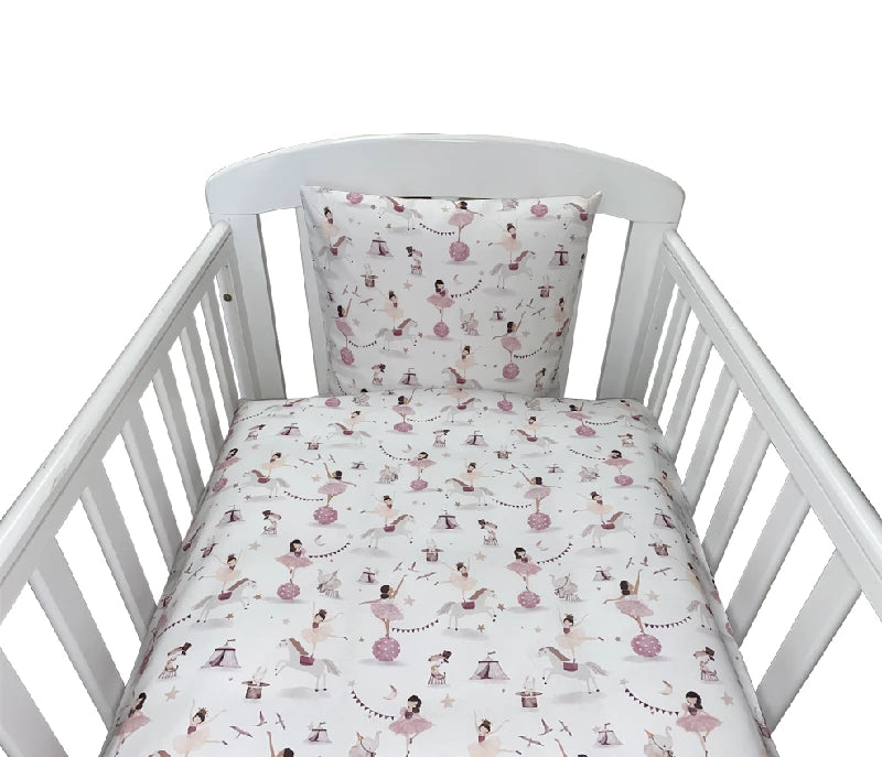 NM Baby sengelinned - off - white m/ blomme farvet ballerina