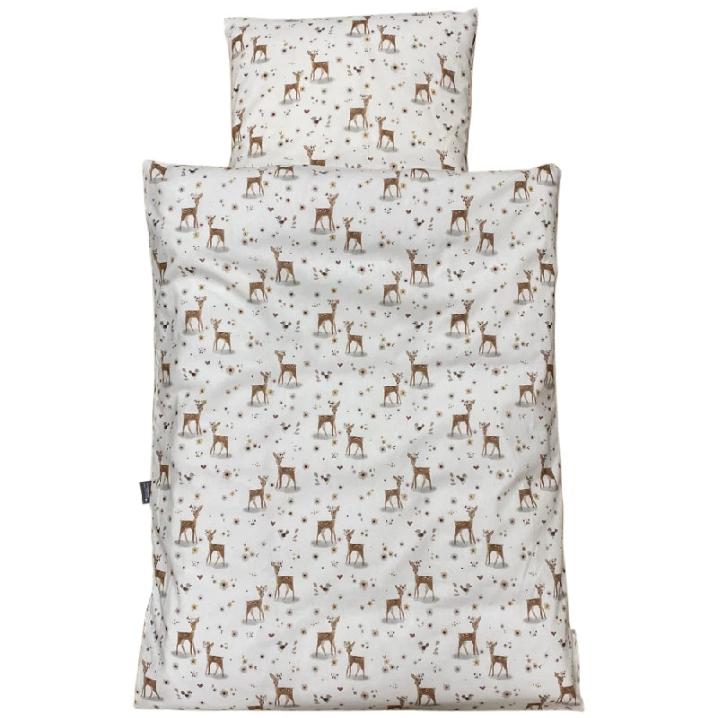 Baby sengelinned - dess. 1253 koral farvet bambi og blomster