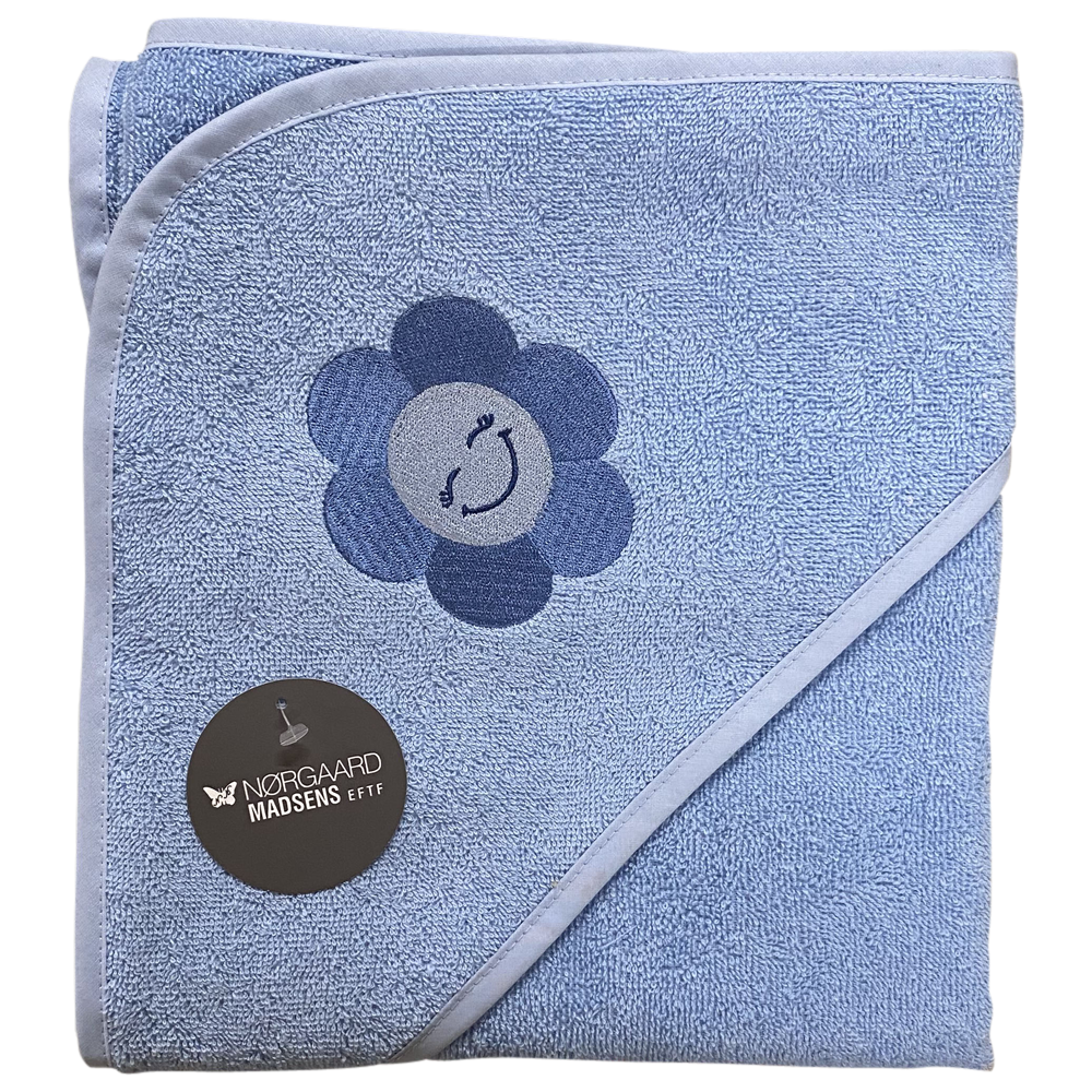 NM Badeslag lysblå m/ glad blomst str. 75x75 cm.